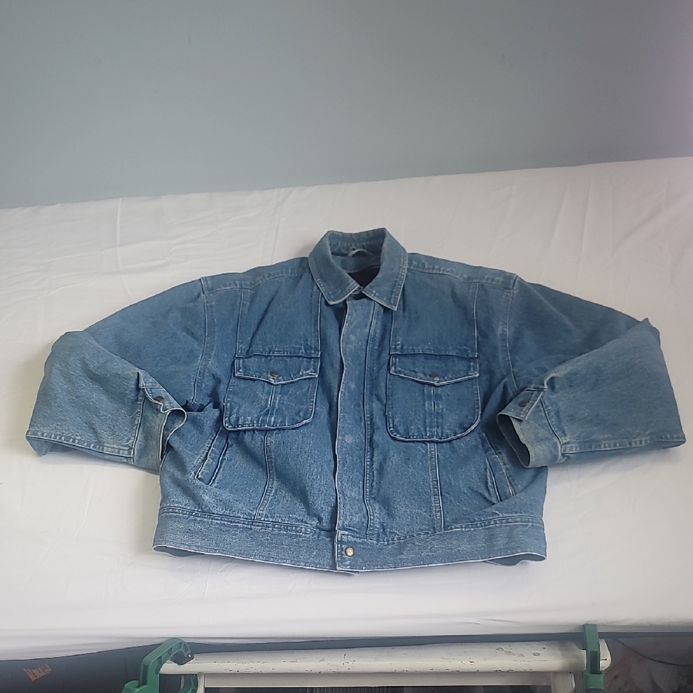 COOPER SPORTSWEAR Men's Blue Denim w/Removable Flannel Zippered Insert Jacket XL